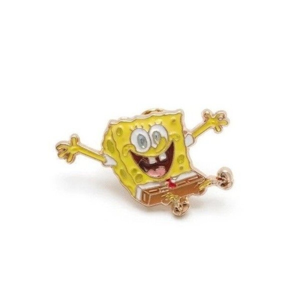 SpongeBob SquarePants Jumping Arms Raised Enamel Lapel Pin Cartoon Quirky Gift